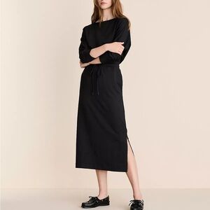 The Loft Lou & Grey Boatneck Midi Pocket Dress Black Color size Small